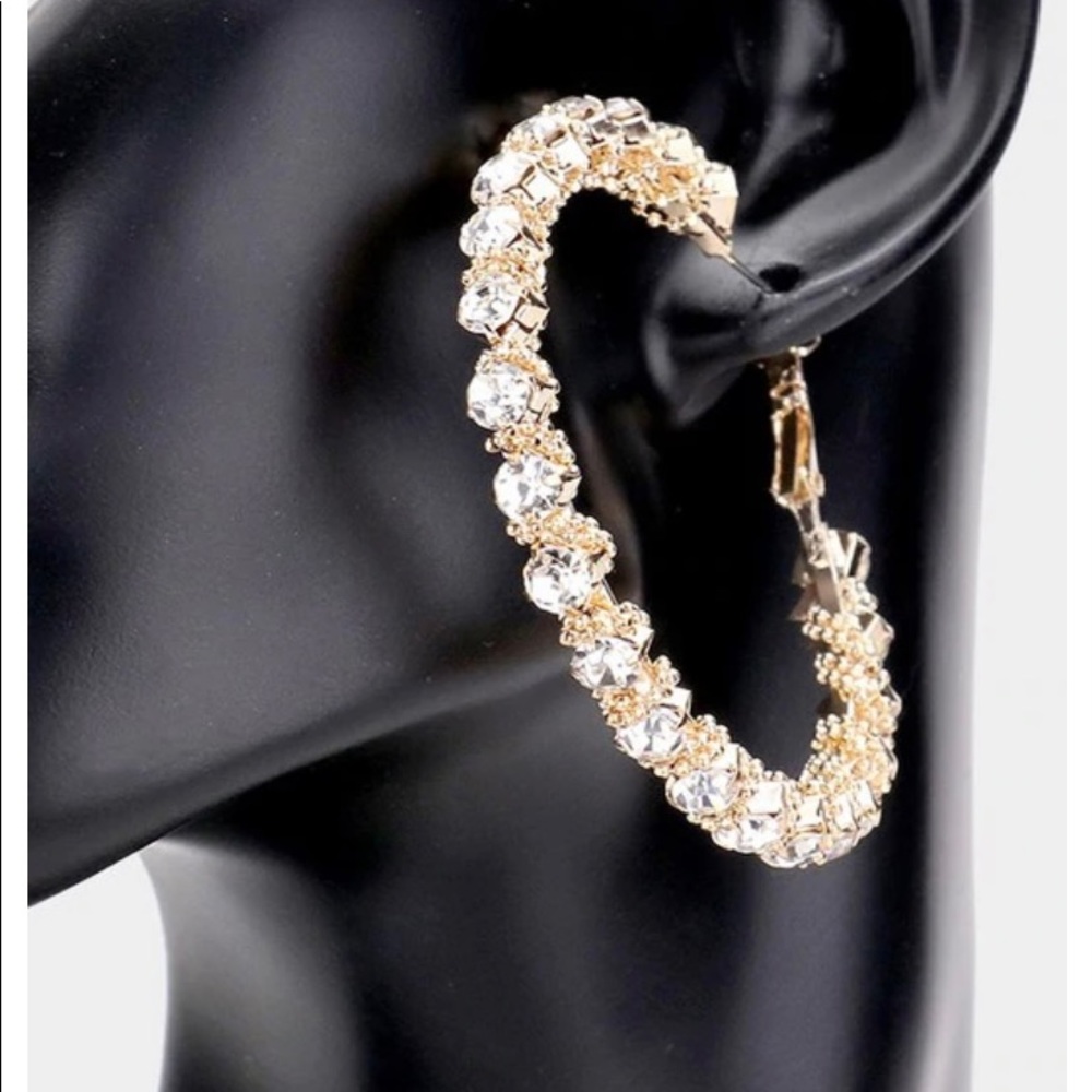 NWOT Rhinestone hoop earrings
